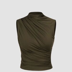 Cider Olive Green Draped Tank Top